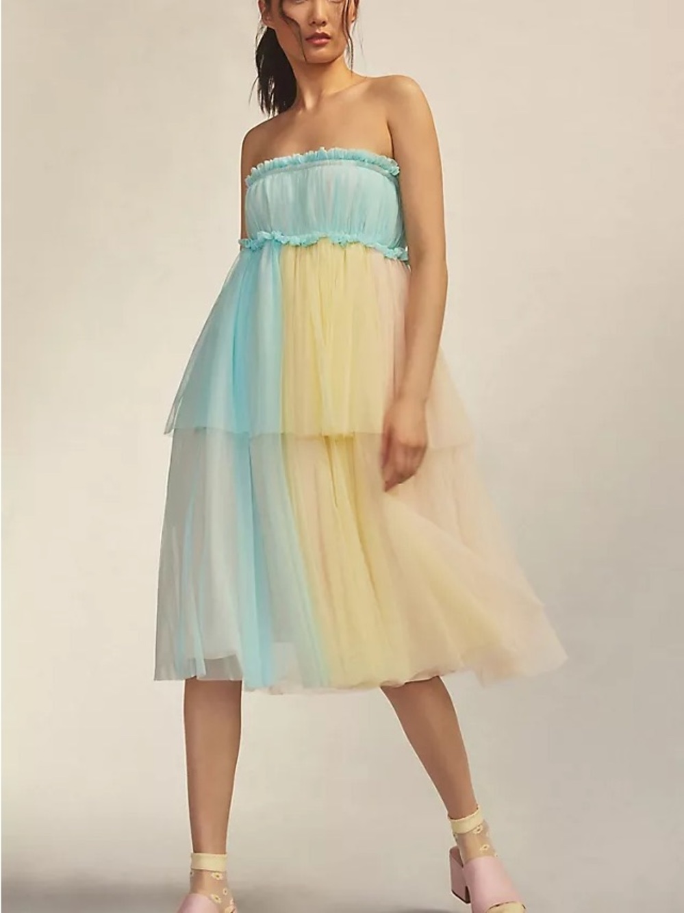Anthropologie Pernille Rosenkilde Tulle Pastel Colorblock Dress - Picture 12 of 12